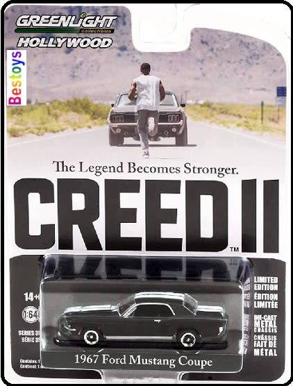 Greenlight Diecast Model Car Hollywood Ford Mustang Coupe 1967 Creed 2 Movie Film TV 1/64 scale new