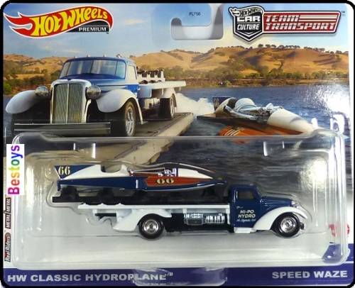 Hot Wheels Hotwheels Car Culture Team Transport Classic Hydroplane + Speed Waze Transporter