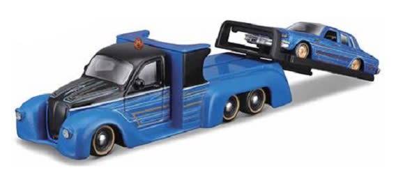 Maisto Elite Transport Missile Tow Flatbed Recovery Tow Truck + Chevy Caprice 1987 with suspension