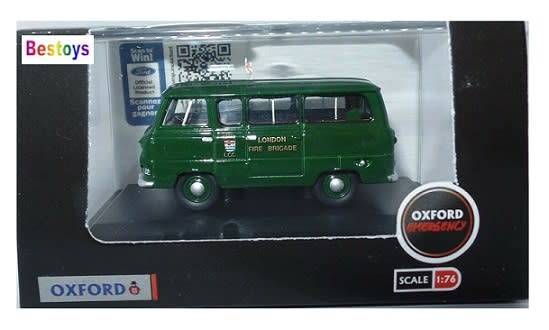 Oxford Diecast Model Car FDE016 Ford 400 E 400E Minibus London Fire Brigade 1/76 OO railway scale