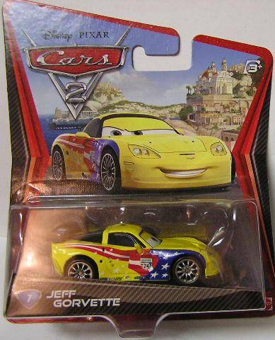 Mattel Car Disney Pixar Cars 2 Movie Film Jeff Gorvette No 7 , 1/55 scale , new in blister pack