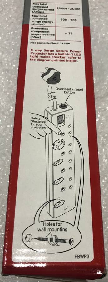 ELLIES 8 WAY SURGE SECURE POWER PROTECTOR -NEW IN THE BOX