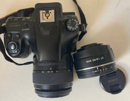 Sony SLT A58 Camera with Two Lenses DT18-55 Sam II,DT 108/50mm in Good Working Condition