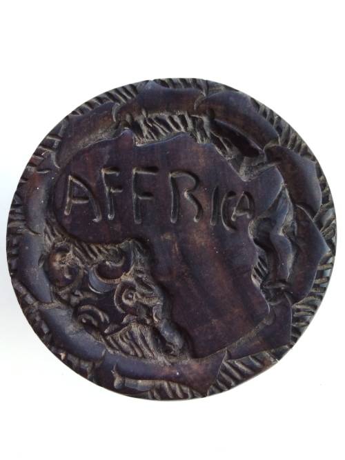 Coasters and Coaster holder from Africa, hand made. Hard wood.