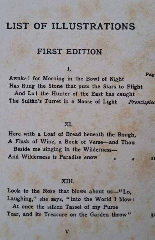 Rubaiyat of Omar Khayyam rendered into English vers. Printed 1909
