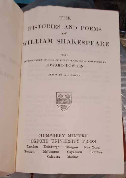 Shake Speare` comedies, poems and tragedies.