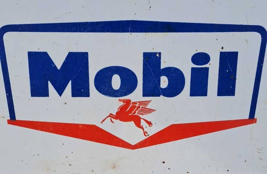 Double sided vintage enamel Mobil sign.