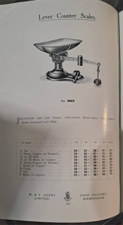 W & T Avery Ltd. Weighing Apparattus - 1909