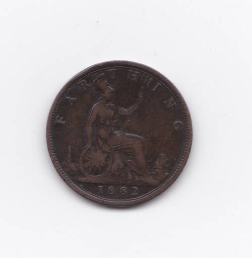 1 x 1882 GREAT BRITAIN  FARTHING - SCARCE IN HIGHER GRADES -136 YEARS OLD - PLEASE CHECK SCANS
