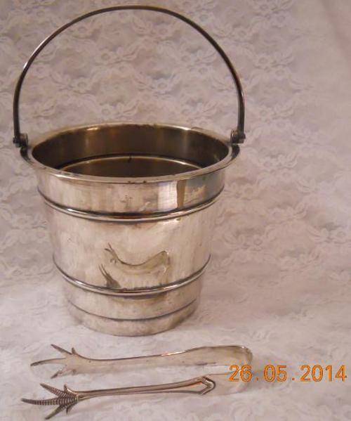 Emess Silver Plated Ice Bucket with Tongs