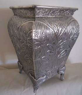 Plated Ornate Repousse Vase / Planter