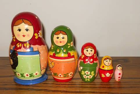 5 Piece Russian Nesting Dolls & Decorative Egg