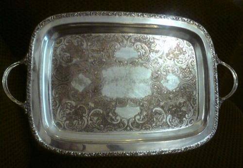 Silver Plated Tray with engraved design