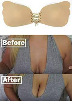 Women's Strapless Bra Self Adhesive Push up with Drawstring