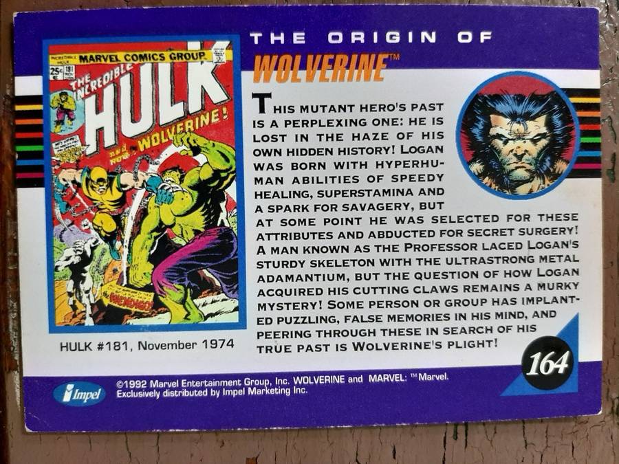 Marvel Origins 164 trading card, Wolverine