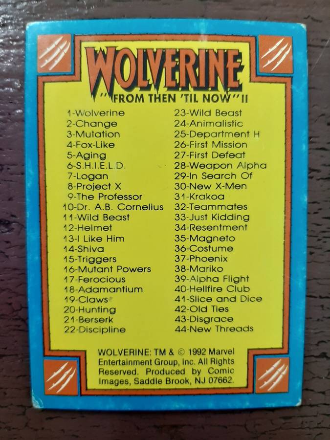 Wolverine `From then `til now` #90, Checklist