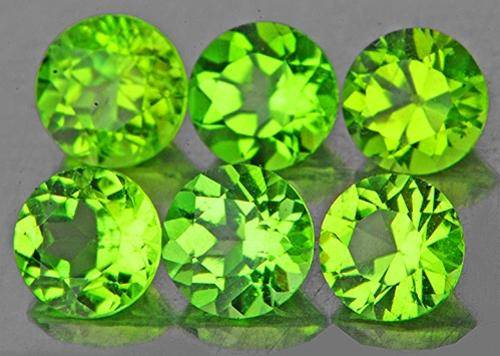 3.40Cts PERIDOT FLAWLESS JEWELLERS LOT (6 Pieces) 5.0mm ROUND CUT GORGEOUS PARROT GREEN