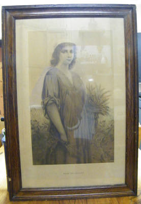 Circa 1904 - Vintage Print, framed behind Glass - Ruth the Gleaner