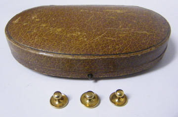 3 Antique 18ct Rolled Gold Mens Dress Studs - in Antique Case - RARE and Collectible!