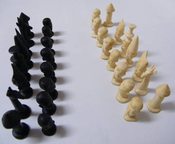 Ebony and IVORY - Hand Carved Chess Men - Fantastic!!!