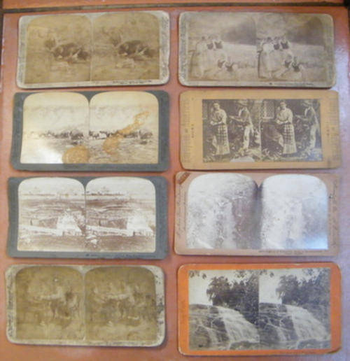8 Antique Stereoscope Photo Cards - European & American Views, Underwood & Underwood etc