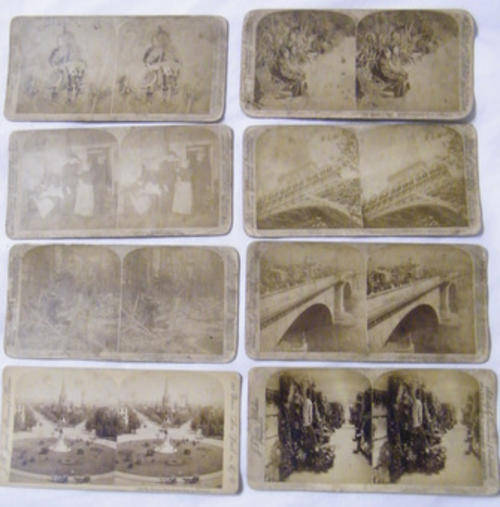 8 Antique Stereoscope Photo Cards - Underwood & Underwood etc