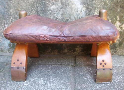 Camel Chair/Stool - Wooden Legs with Leather Cushion - Fantastic!