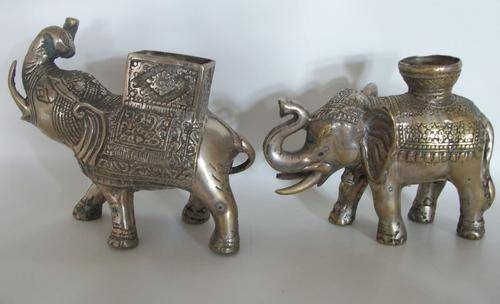 2 Silver Plated Elephants - 14cm & 11cm tall - 1.35kg - RARE and Lovely!
