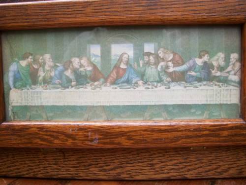 c1909 - Antique Holy Name Altar and Sick Call Outfit -Wood, Glass, Metal, Chalkware 59cm tall, 4.5kg