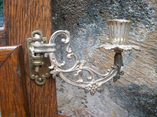 c1909 - Antique Holy Name Altar and Sick Call Outfit -Wood, Glass, Metal, Chalkware 59cm tall, 4.5kg