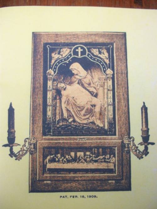 c1909 - Antique Holy Name Altar and Sick Call Outfit -Wood, Glass, Metal, Chalkware 59cm tall, 4.5kg