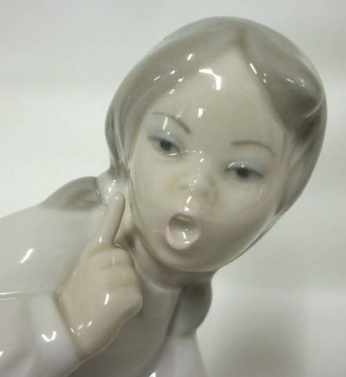 Lladro - #4523 - Genuine Lladro, Young Girl with Dad`s Slippers - 13.5cm tall - Damage Free!