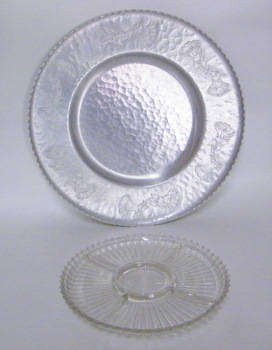 Wrought Farberware - Hand Hammered Aluminum Tray with Glass Snack Dish in centre - Lovely!