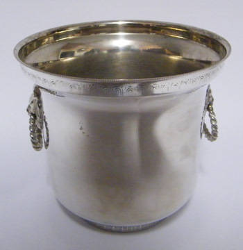 Silver Plated Ice Bucket with lion's head ring handles - Nice!
