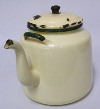 Large Enamel Ware Kettle (holds 4 liters +) - Stunning!