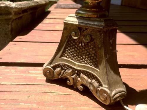 *RESERVED RETHA* Solid Cast Brass Lamp Stand - Ornate Detail *WORKING*