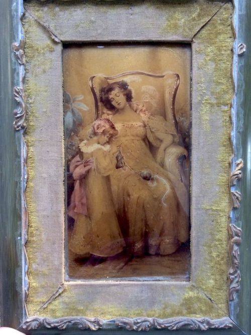 Victorian Crystoleum (Domed glass) 'Mother and Child' by Maud Goodman (1853 -1938)