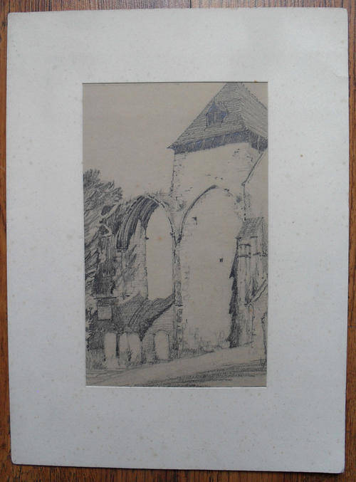 ORIGINAL PENCIL SKETCH OF WINCHELSEA CHURCH BY PERCY WESTWOOD (BORN 1878)