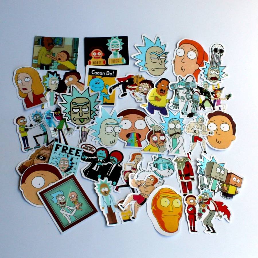 35 pcs Rick & Morty Waterproof Decal Stickers for Notebook Skateboard Motorcycle Luggage Car Fridge