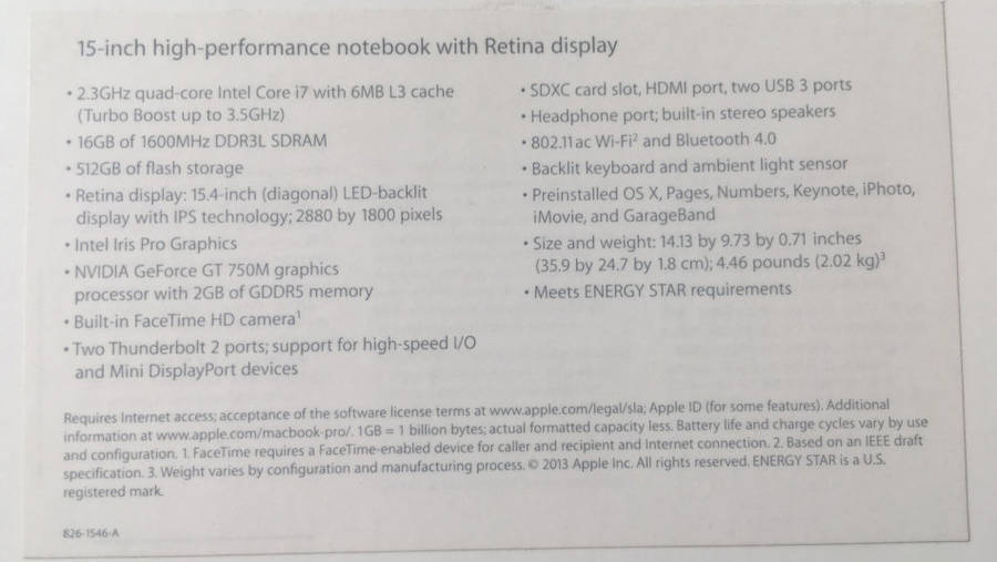 Apple MacBook Pro (15-inch, ME294LL/A) - [Quad-Core i7, 16GB RAM, 512GB SSD, GeForce GT 750M]