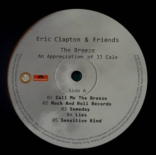ERIC CLAPTON and FRIENDS - The Breeze(an appreciation of JJ CALE) LP, Vinyl,180g: EUROPE 2014