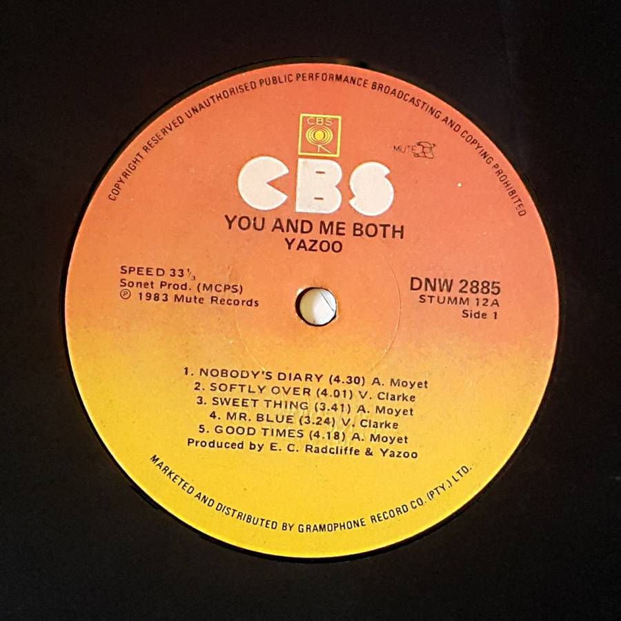 YAZOO - YOU AND ME BOTH Vinyl, LP, Album Country: South Africa Released: 1983