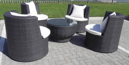Stackable Rattan Outdoor Patio Set - 5 pieces