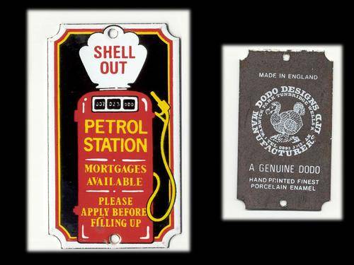 vintage RARE SHELL plaque* GENUINE DODO * hand printed finest enamel* see Sweetleaf 4 more bargains