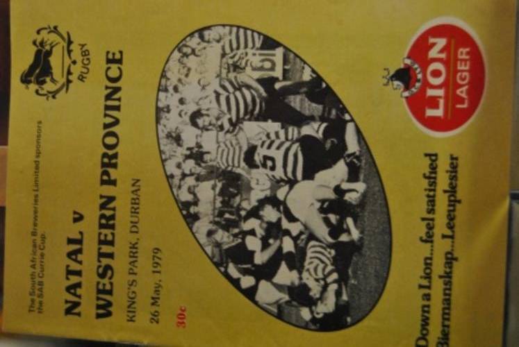 Programme Natal vs WP, Kings Park 26/5/79