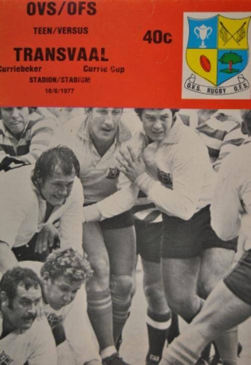 Programme OFS vs Tvl 18/6/77 Bloemfontein