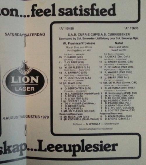 Programme WP / Middlesex 16/5/79 Newlands