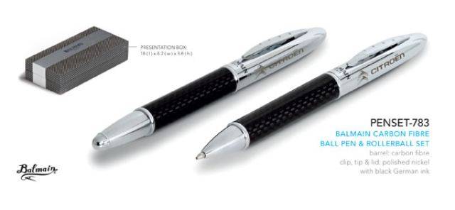 Balmain Carbon Fibre Ball Pen & Rollerball Set - Buy Now Pay Later