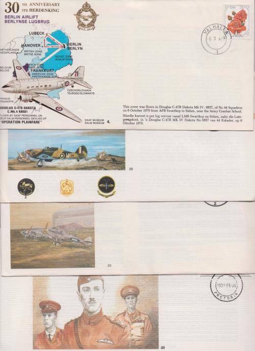 SAAF Commemorative Flight Covers no's 4, 20, 33, 40.