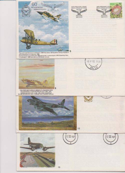 SAAF Commemorative Flight Covers no's 5, 9, 12 & 15.